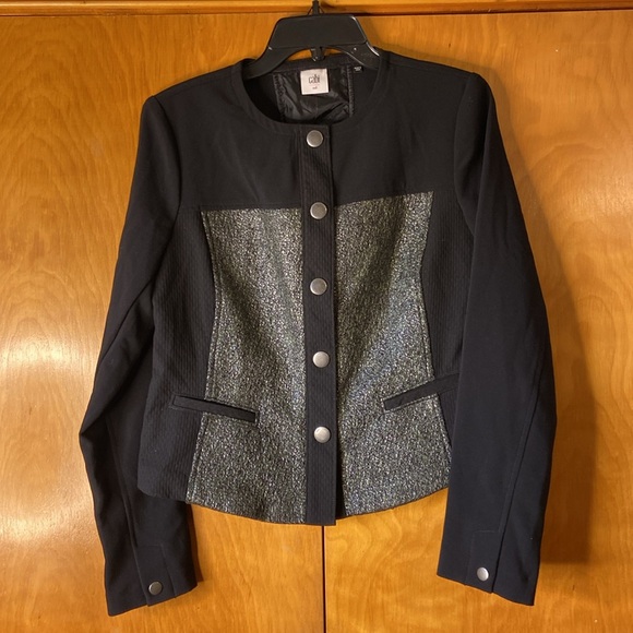 CAbi #3036 Media Tweed Green & Black Snap Button Jacket M - Picture 7 of 15